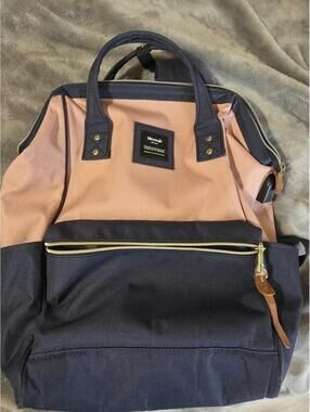 Himawari Pink/Navy Blue Laptop Backpack Travel Backpack Or Diaper Bag